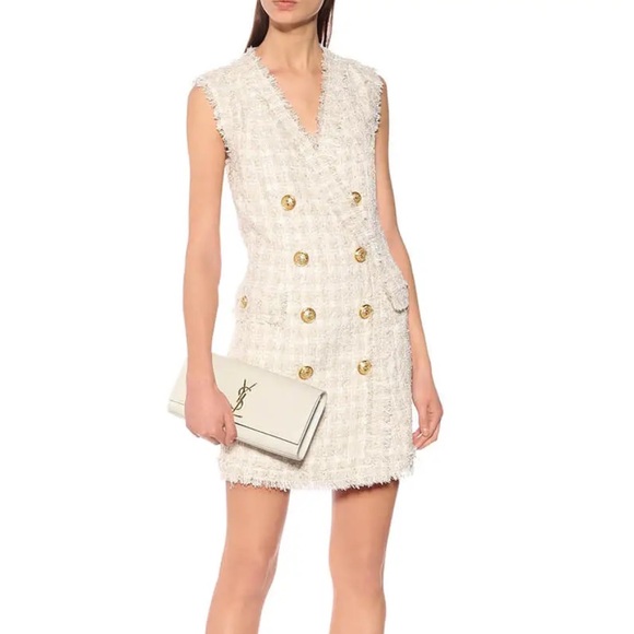 Balmain Dresses & Skirts - Balmain Tweed Sleeveless Double Breasted Mini Dress
